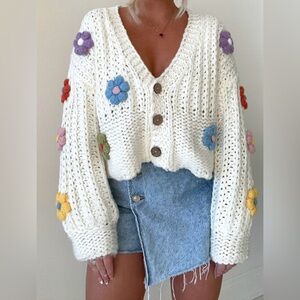 3D Flower Knit Cardigan